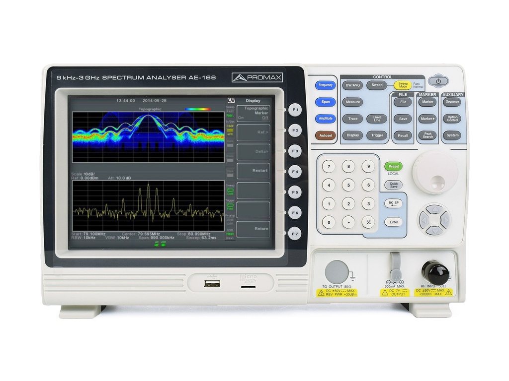 AE-167 · Analizador de espectros de 3 GHz con generador de seguimiento PROMAX