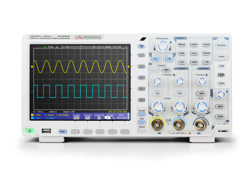 OD-620B · Osciloscopio digital 200 MHz 2 canales PROMAX