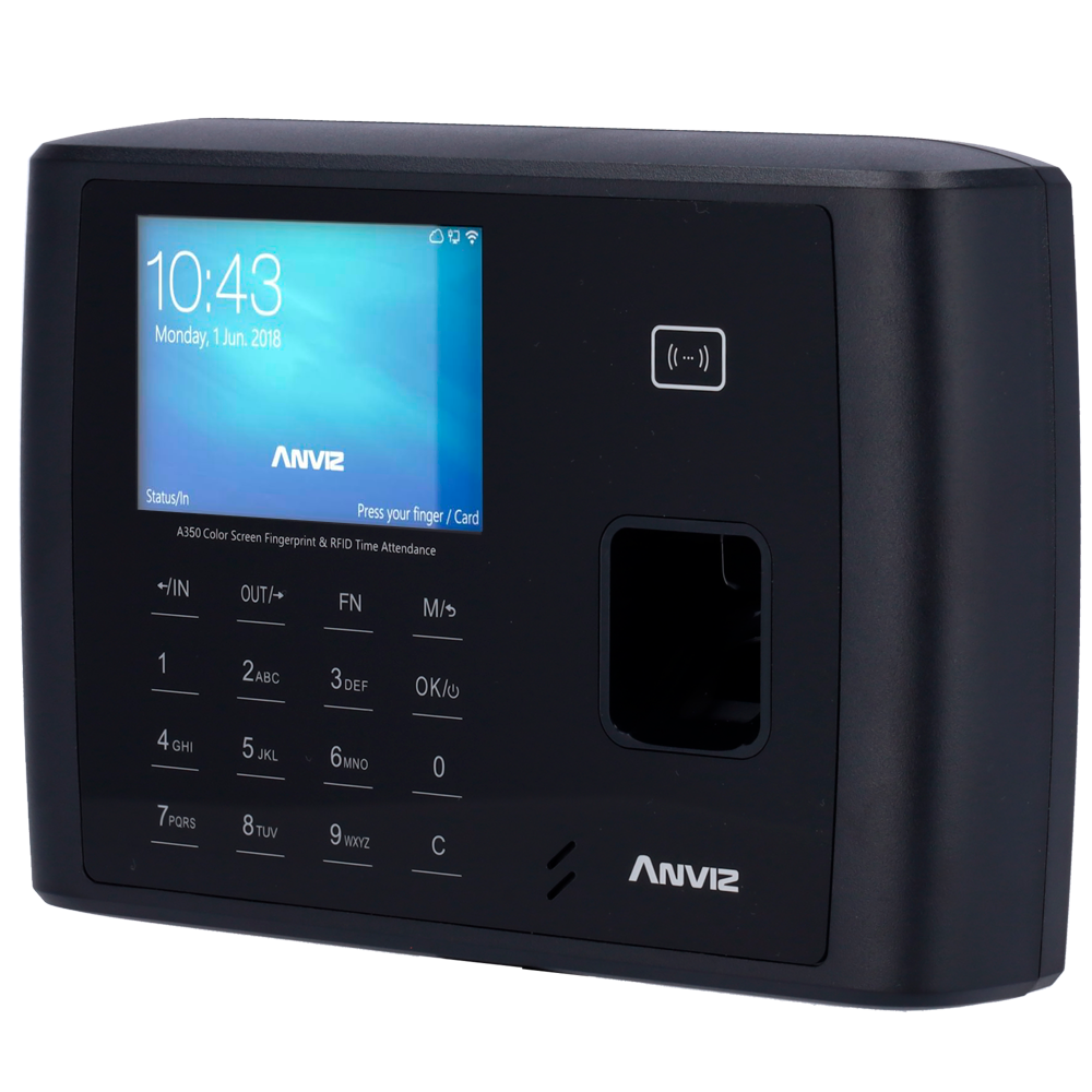 Anviz A350-BT-WIFI - Terminal de control de presencia huella, tarjeta EM/MF y PIN, WiFi